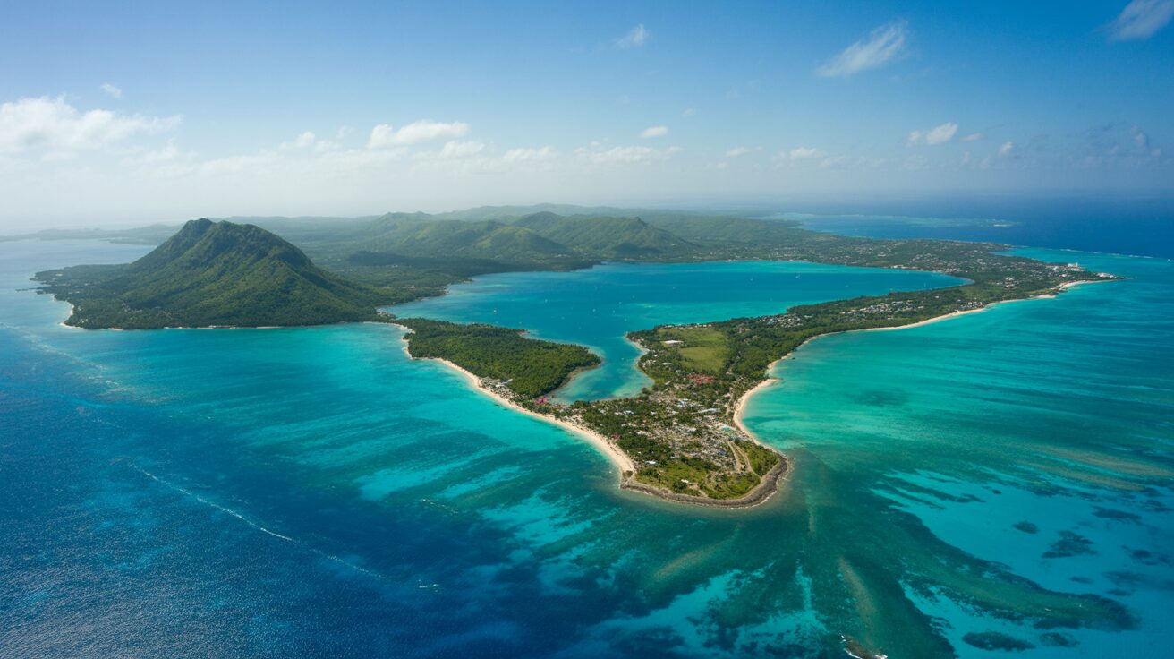 Vue aérienne de la Guadeloupe depuis un ULM